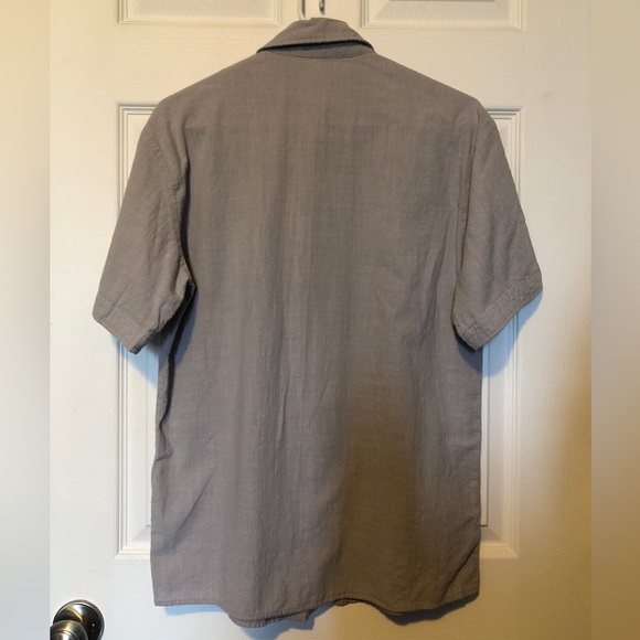 Men's short sleeve button down shirt, light grey (M) - Picture 2 of 2